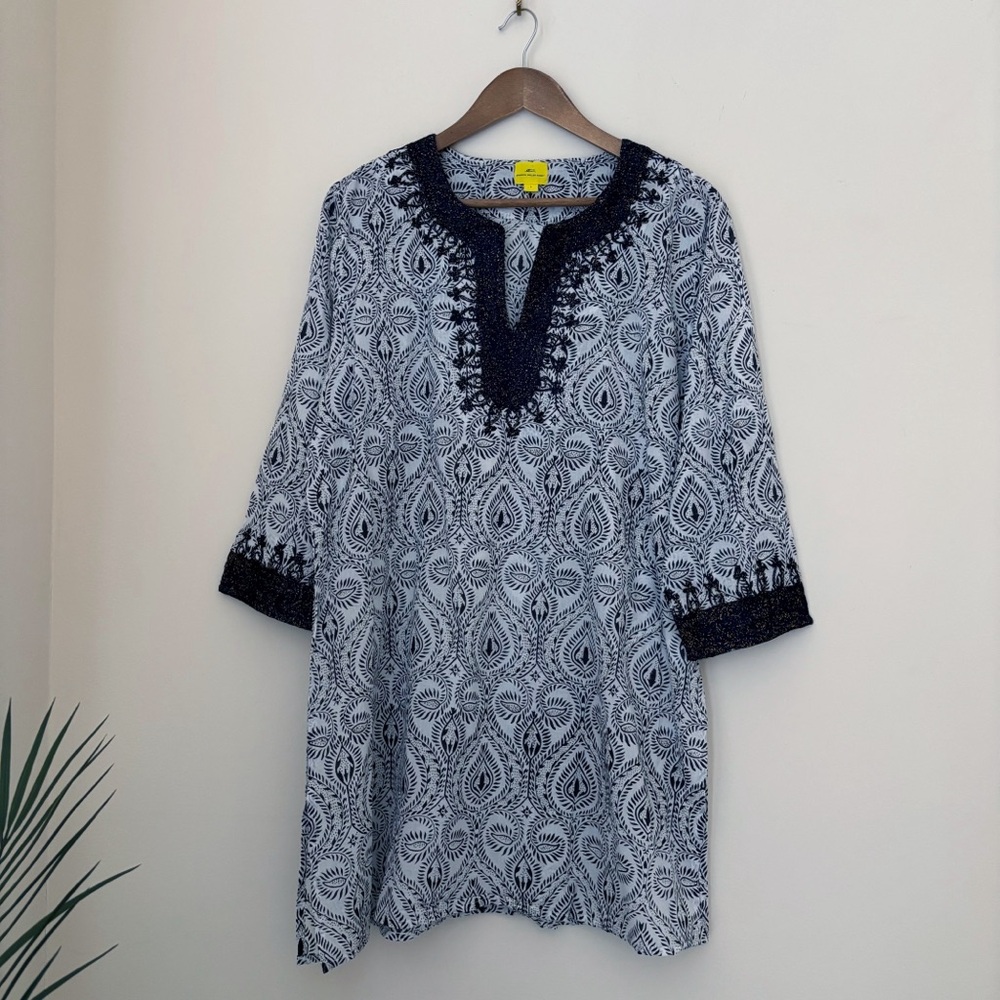Roberta Roller Rabbit Metallic Paisley Cover Up Beach Dress Large Resortwear